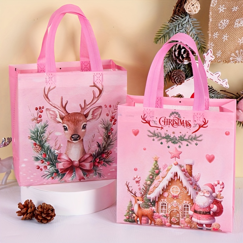4/8pcs Pink Christmas Tote Bag - Elk Bugle Call 评论和价格