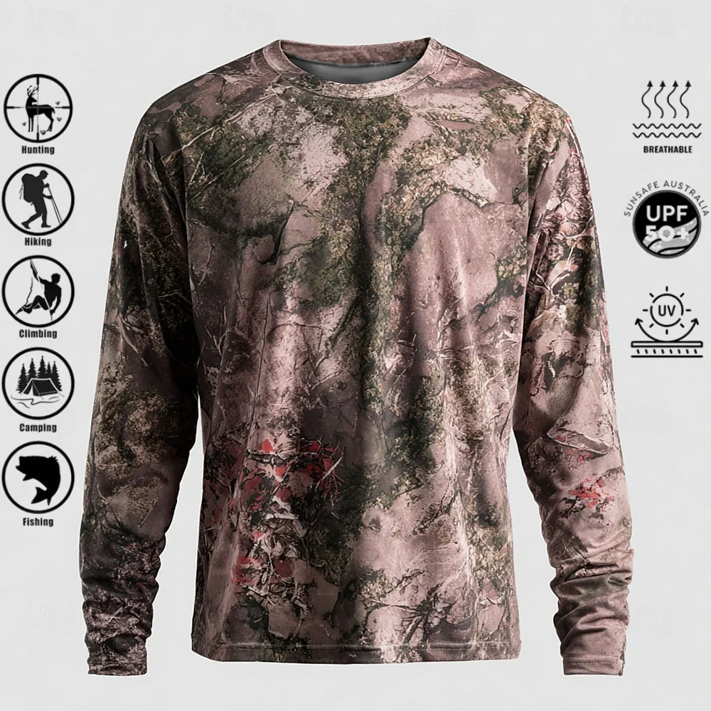 Men Long Sleeve T-shirt Polyes - Outdoor Hunting Prints 评论和价格